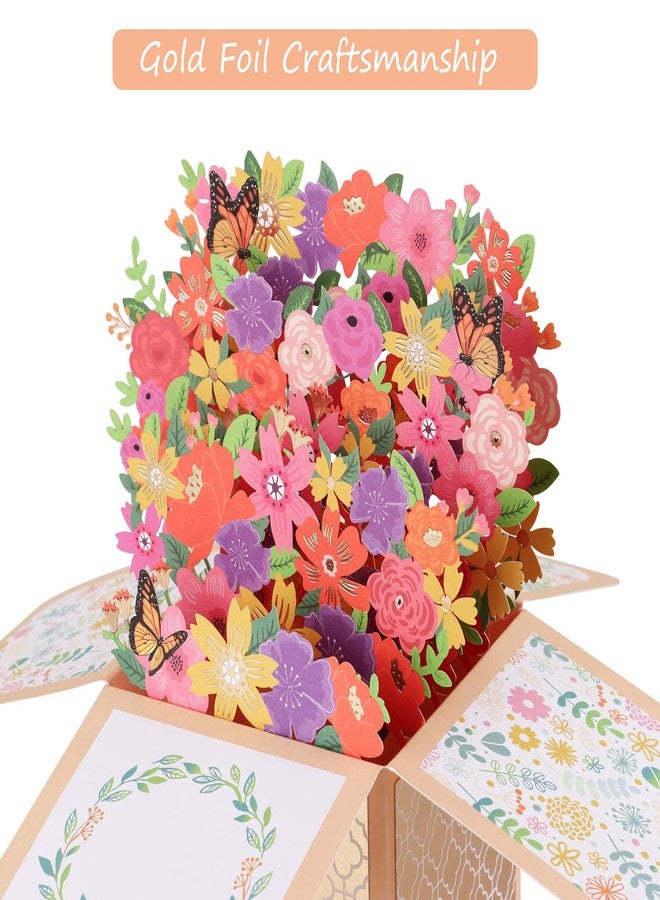 Giiffu Flower Pop Up Card for Women, Mothers Day Card for Mom, Handmade 3D Greeting Card For Her with Blankcard and Envelope for All Occasion, Thanksgiving, Thank You(7" x 6.7") - Image 5