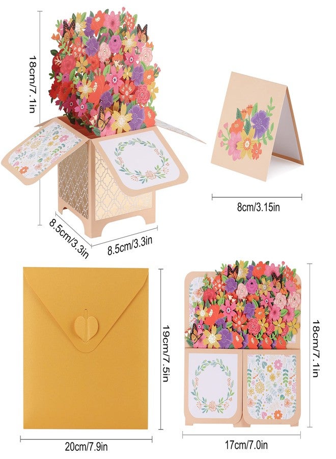 Giiffu Flower Pop Up Card for Women, Mothers Day Card for Mom, Handmade 3D Greeting Card For Her with Blankcard and Envelope for All Occasion, Thanksgiving, Thank You(7" x 6.7") - Image 4