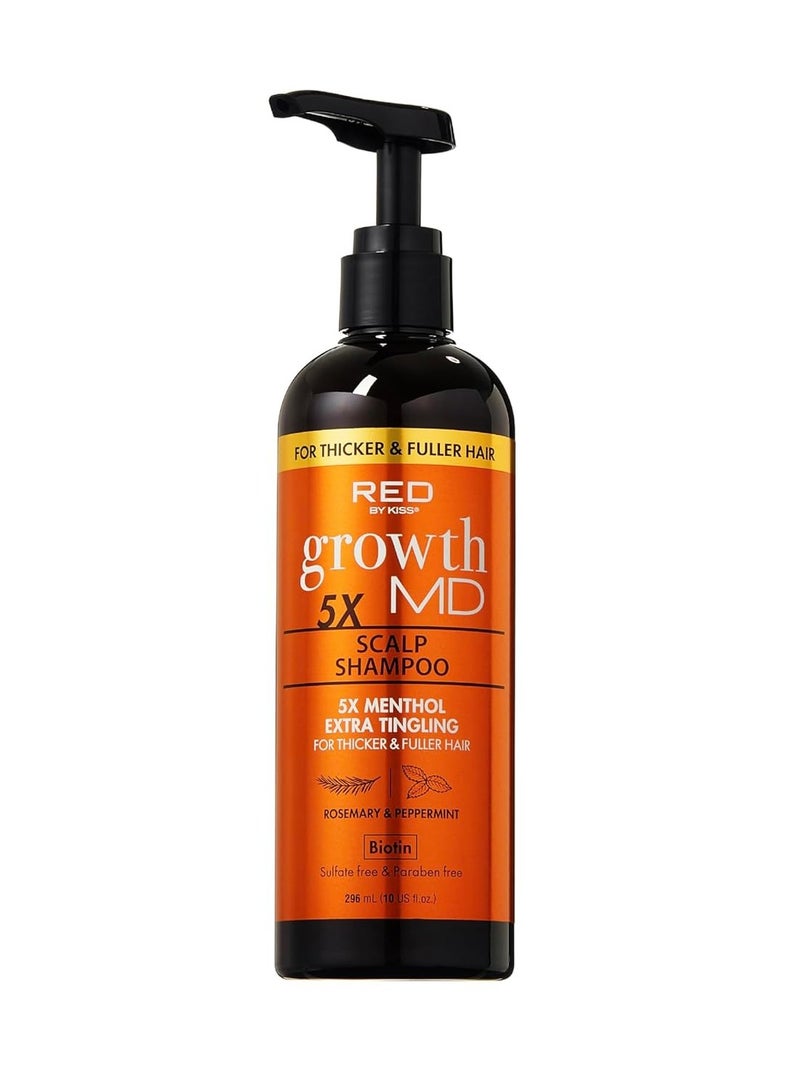Red by Kiss Red by Kiss Growth MD Scalp Shampoo, 5X Menthol Extra Tingling for Thicker & Fuller Hair, Vitamins & Biotin Infused for Strengthening & Itch Relief, Vegan Formula & Cruelty Free (10oz)  - Image 1