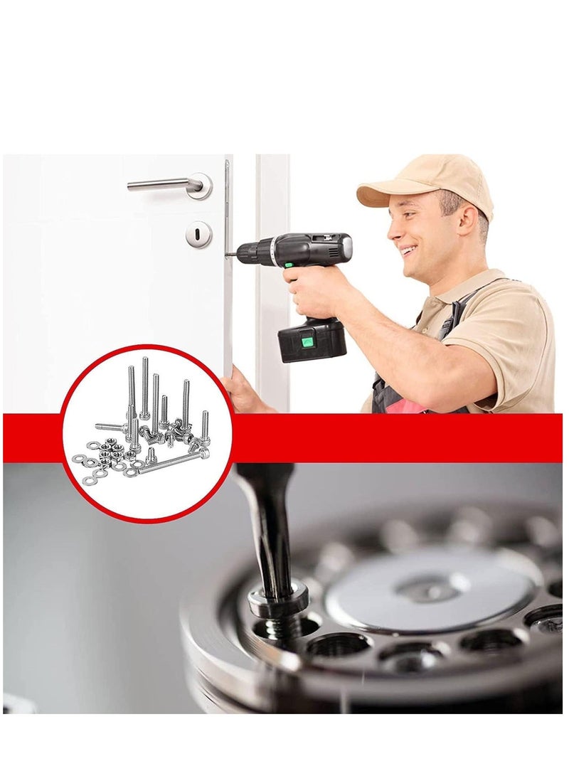 880Pcs M6 M5 M4 M3 Screws Bolts Nuts Lock and Flat Gasket Washers Assortment Kit Stainless Steel Hex Socket on Head Bolts Nuts Washers Kit with 4Pieces Hex Keys for Free included Tool Box - Image 4