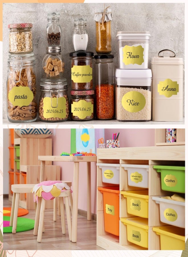 Yeachlaing Gold Labels - 250 PCS 3" x 2" Fancy Shape Stickers for Storage Box or Food Jars - Image 3