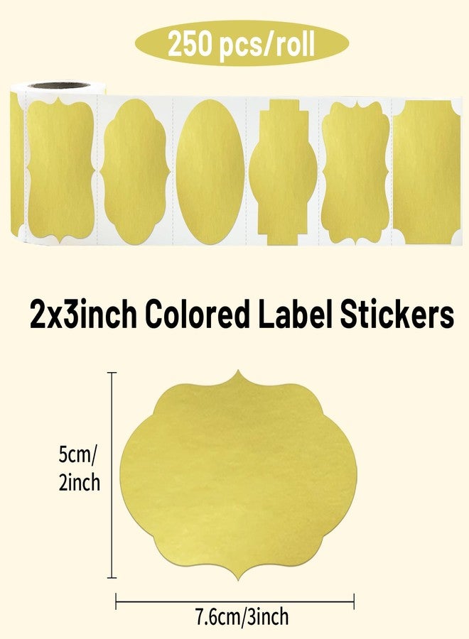 Yeachlaing Gold Labels - 250 PCS 3" x 2" Fancy Shape Stickers for Storage Box or Food Jars - Image 2