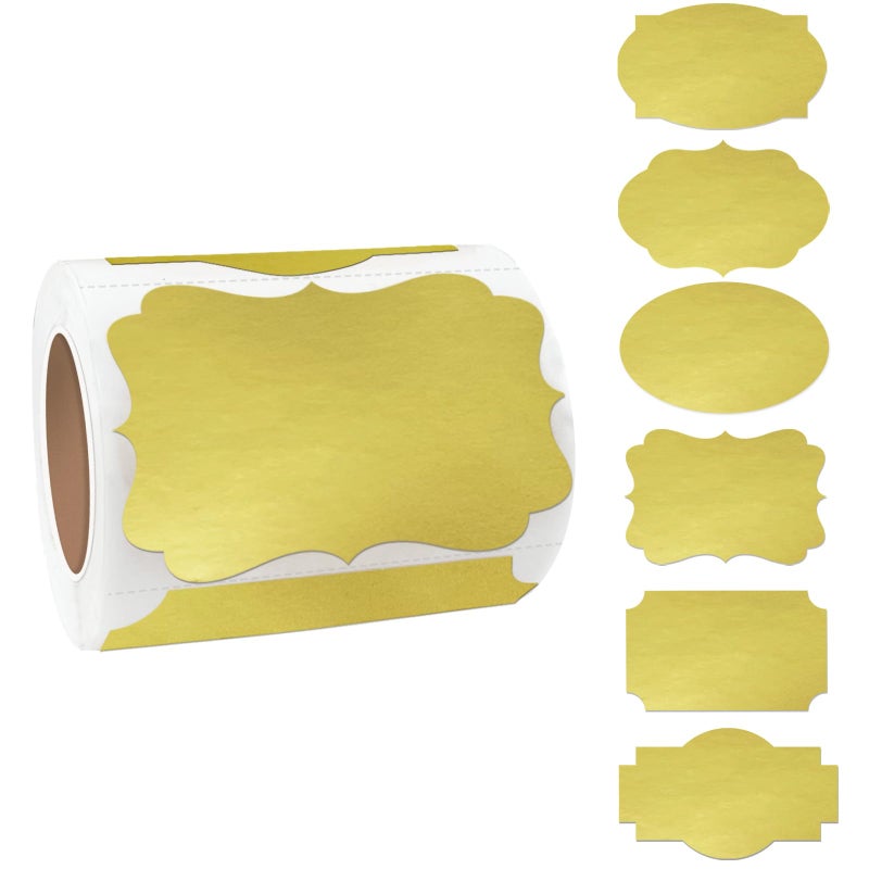 Yeachlaing Gold Labels - 250 PCS 3" x 2" Fancy Shape Stickers for Storage Box or Food Jars - Image 1