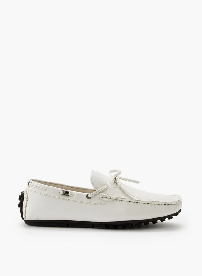 Renzo Ruganni WHITE Men Bow Trim Slip-On Loafers for Men | Best Price UAE