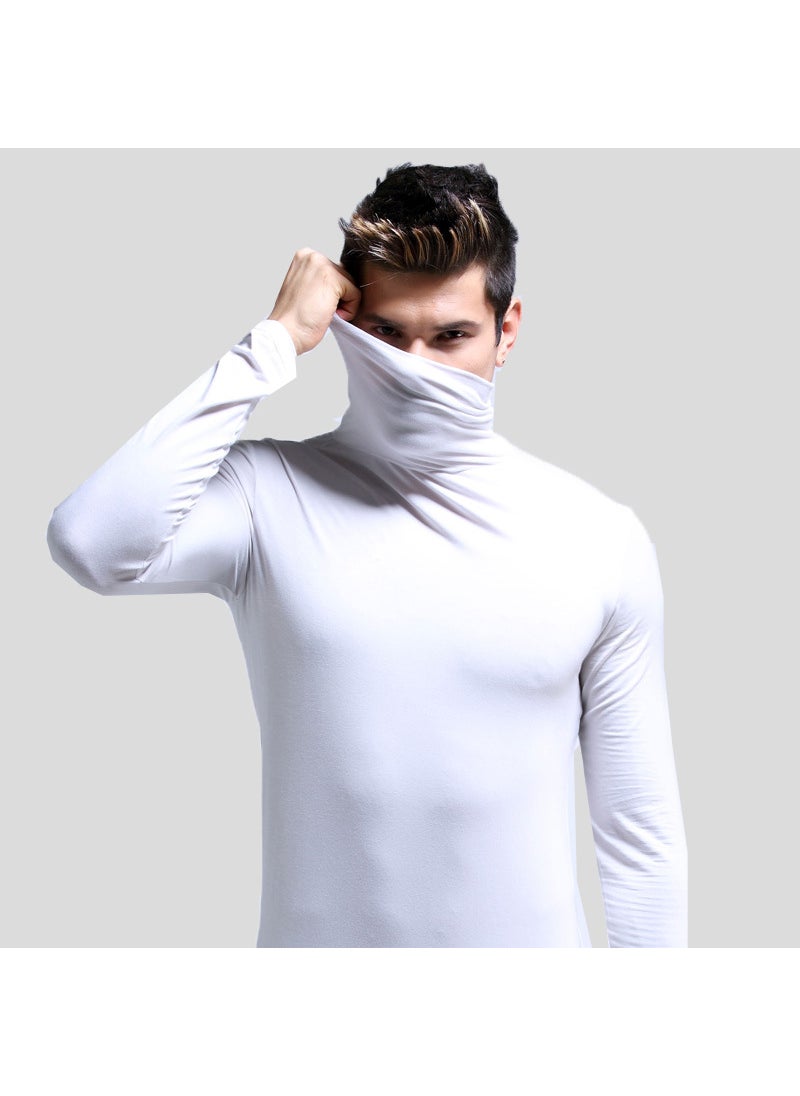Generic Mens Slim Fit Turtleneck Thermal Top White  - Image 1