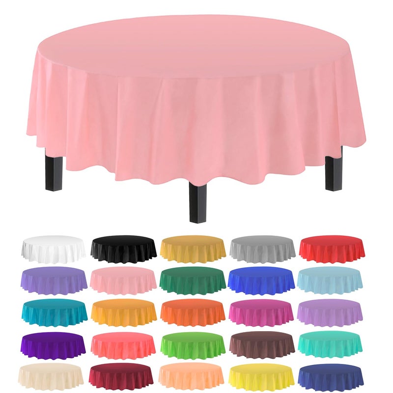 allgala Premium Disposable Round Plastic Table Cloths  12 Pack 84 inches 7 feet Waterproof StainResistent Easy CleanUp for Parties Events Gathrings and Everyday Use PinkTC58509