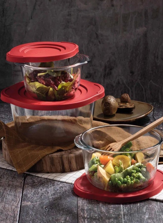 يو إم إس أطباق خبز زجاجية من ums سعة 2.2 كوارت للفرن، حاويات تخزين طعام بأغطية، حاويات تخزين زجاجية بأغطية، حاويات لتحضير الوجبات، حاوية سلطة للغداء، أطباق خزفية للفرن - Image 5