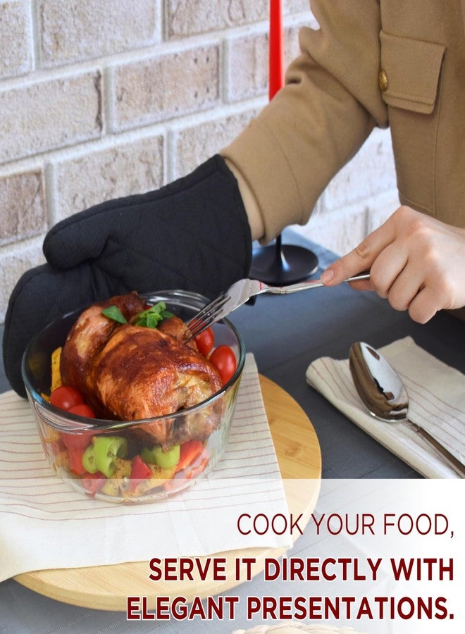 يو إم إس أطباق خبز زجاجية من ums سعة 2.2 كوارت للفرن، حاويات تخزين طعام بأغطية، حاويات تخزين زجاجية بأغطية، حاويات لتحضير الوجبات، حاوية سلطة للغداء، أطباق خزفية للفرن - Image 3