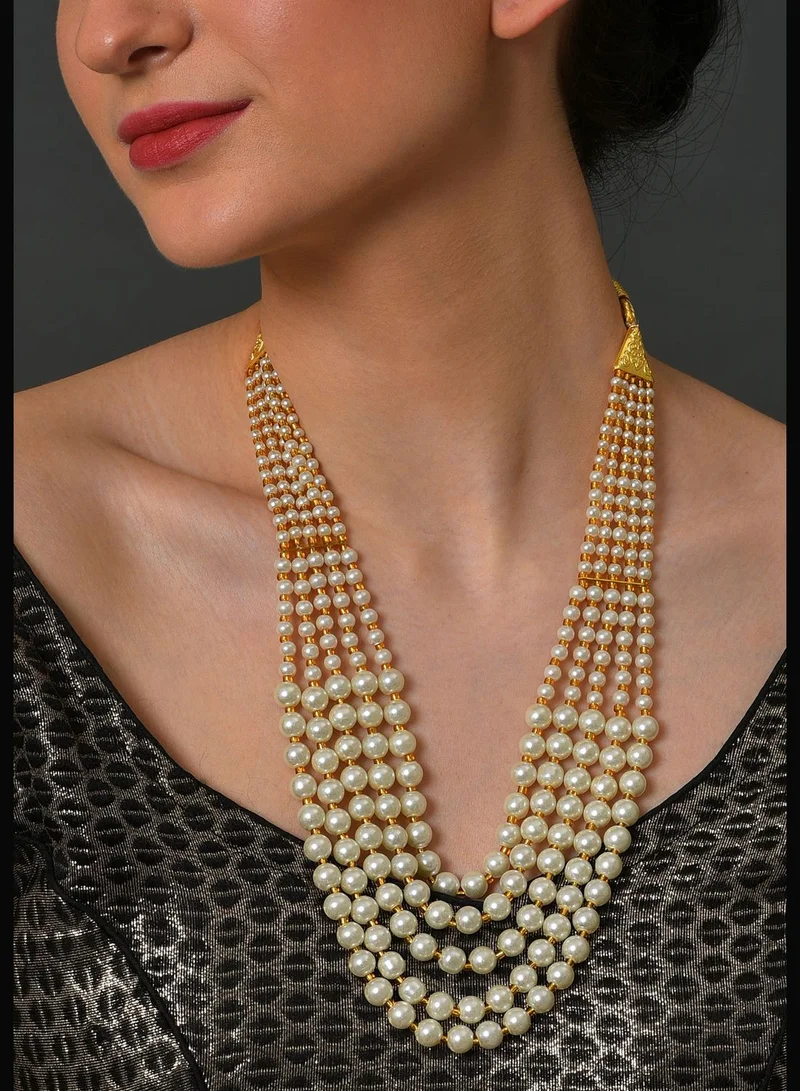 SOHI Gold Plated Pearls Necklace, Choker and Earrings