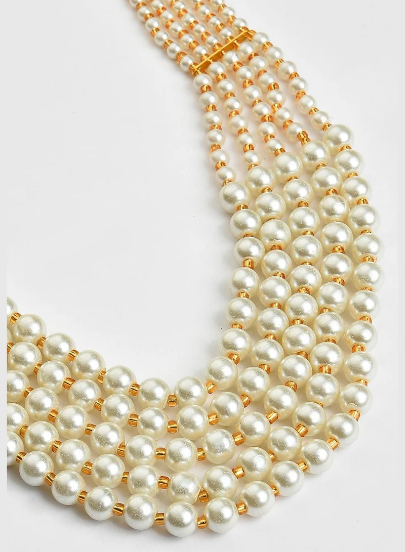 SOHI Gold Plated Pearls Necklace, Choker and Earrings
