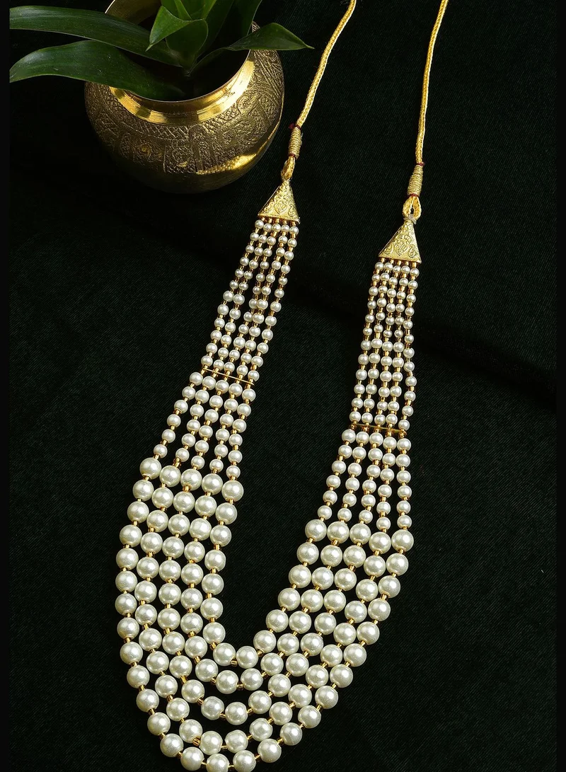SOHI Gold Plated Pearls Necklace, Choker and Earrings