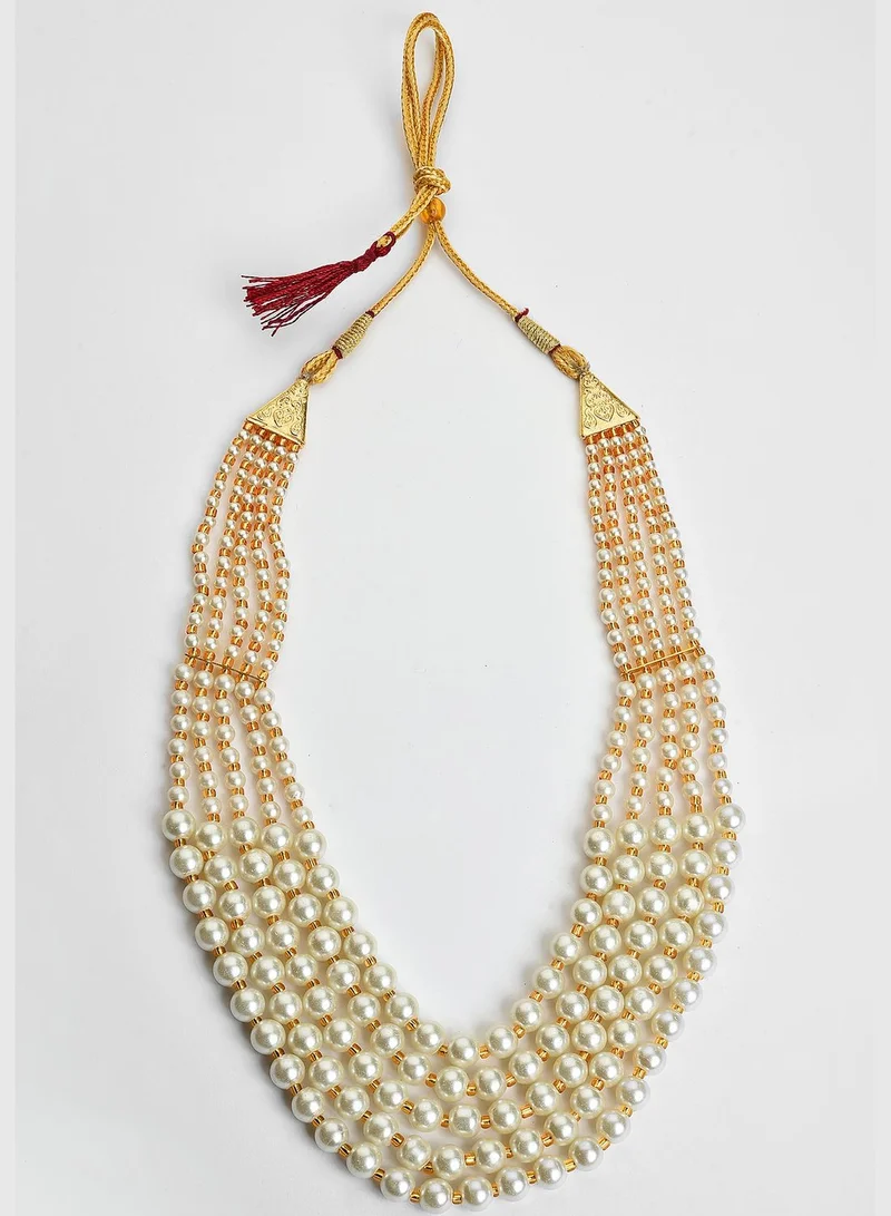 SOHI Gold Plated Pearls Necklace, Choker and Earrings