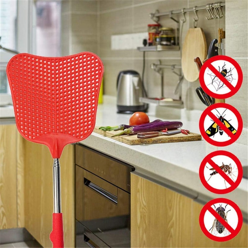 Foxany Fly Swatters Extendable, Durable Plastic Fly Swatter Heavy Duty Set, Telescopic Flyswatter with Stainless Steel Handle for Indoor/Classroom/Office (3 Pack) - Image 5