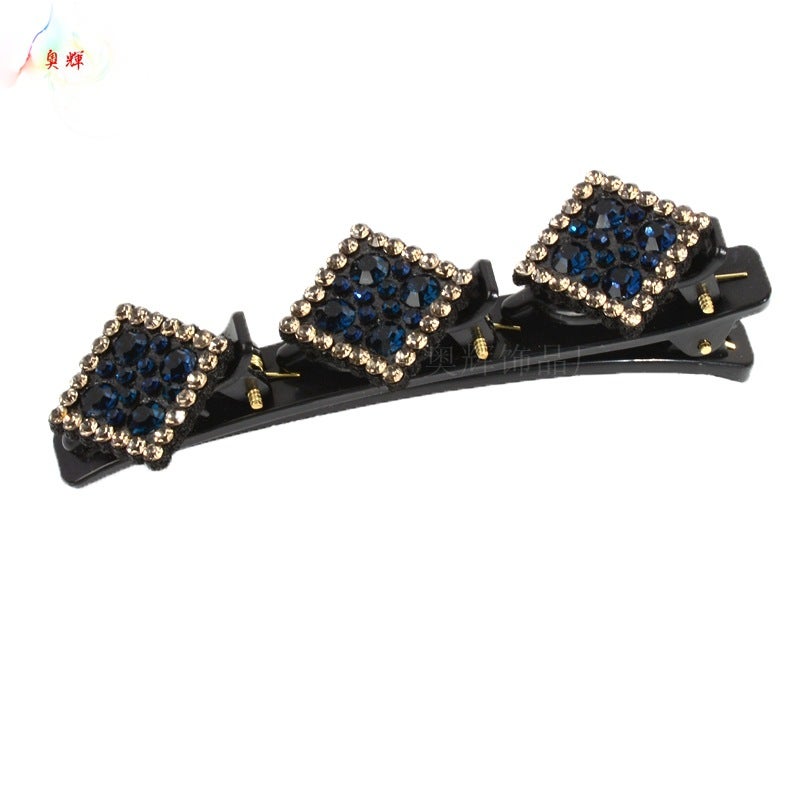 Generic Elegant Textured Hair Clips for Women 7# ink blue gray-square hair clip