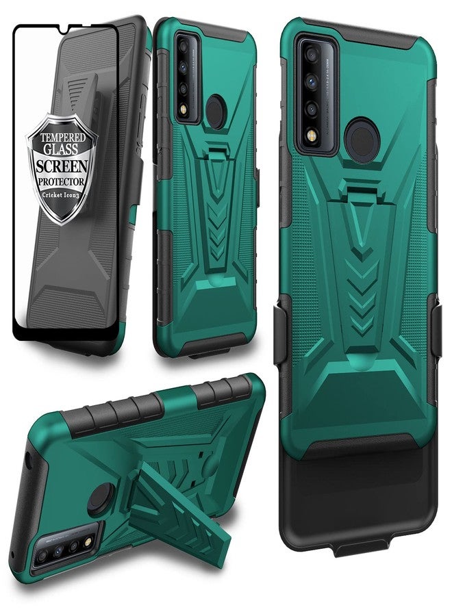Ailiber Case for TCL 4X 5G(T601DL), Alcatel TCL 20A 5G (T768S) Case Holster with Screen Protector, Swivel Belt Clip Holster with Kickstand, Heavy Duty Full Body Shockproof Phone Cover for TCL 4X-Green - Image 1