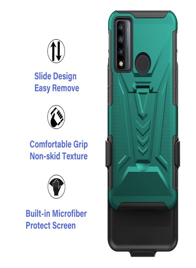 Ailiber Case for TCL 4X 5G(T601DL), Alcatel TCL 20A 5G (T768S) Case Holster with Screen Protector, Swivel Belt Clip Holster with Kickstand, Heavy Duty Full Body Shockproof Phone Cover for TCL 4X-Green - Image 5