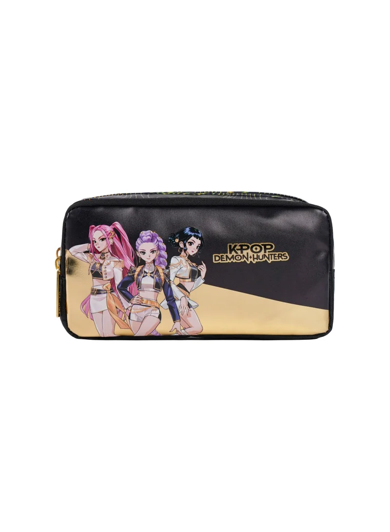 نيتفليكس Netflix KPop Demon Hunters Regular Pencil Case | Huntrix Double Zipper Pencil Pouch for Kids & Teens | Large Capacity School Stationery Organizer | Durable K-Pop Inspired Pencil Case
