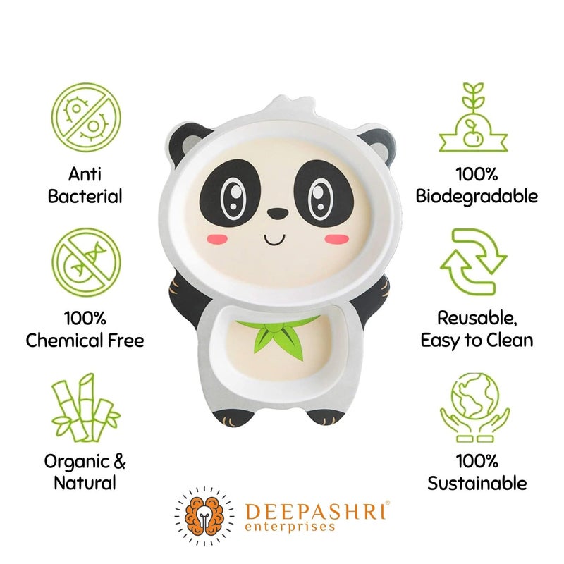 Deepashri™ Panda Shape Bamboo Fibre Dinner Set for Kids - Tableware Set Plate Bowl Cup Fork and Spoon/Feeding Utensils for Kids and Toddlers Eco-Friendly & Biodegradable | Set of 5 - Image 2