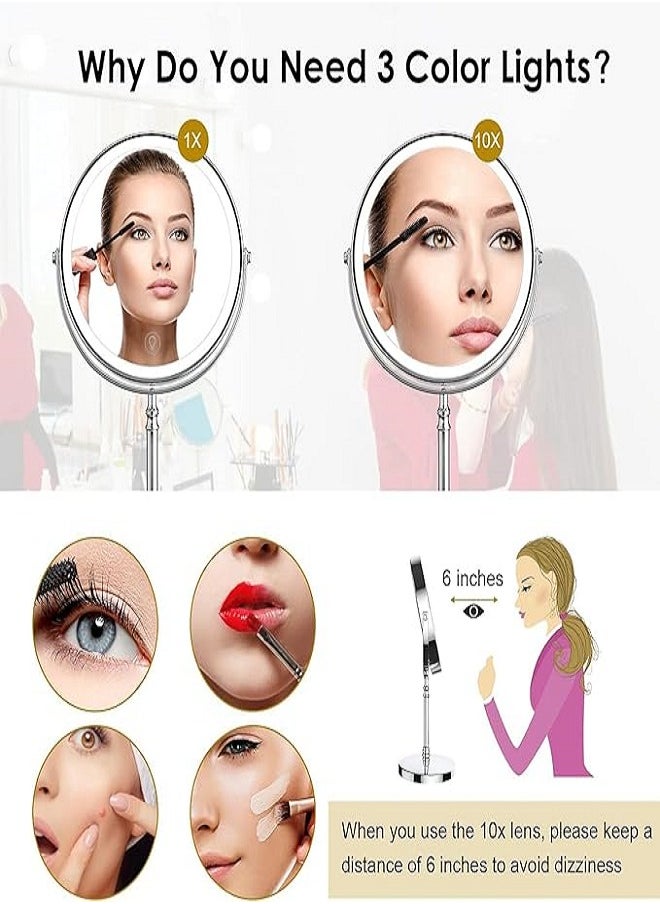 Golivn - Lighted Makeup Mirror,Rechargeable Double Sided Magnifying Mirror with Rotation Touch Screen Vanity Mirror,Brightness Adjustable Magnification Cosmetic Light up Mirror - Image 1