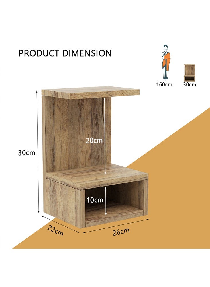 Mahmayi Modern Wood Mandir، معبد مع رف واحد مفتوح لتخزين Pooja Essentials، أرجل فولاذية قوية مثالية للمنزل والمكتب والمعبد - بلوط سانتا في العتيق ورمادي لافا - Image 2