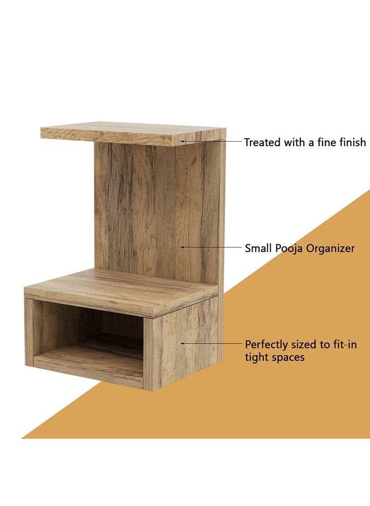 Mahmayi Modern Wood Mandir، معبد مع رف واحد مفتوح لتخزين Pooja Essentials، أرجل فولاذية قوية مثالية للمنزل والمكتب والمعبد - بلوط سانتا في العتيق ورمادي لافا - Image 3