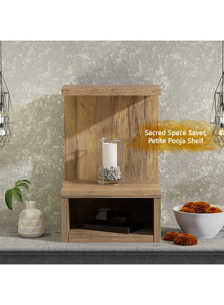 Mahmayi Modern Wood Mandir، معبد مع رف واحد مفتوح لتخزين Pooja Essentials، أرجل فولاذية قوية مثالية للمنزل والمكتب والمعبد - بلوط سانتا في العتيق ورمادي لافا - Image 5