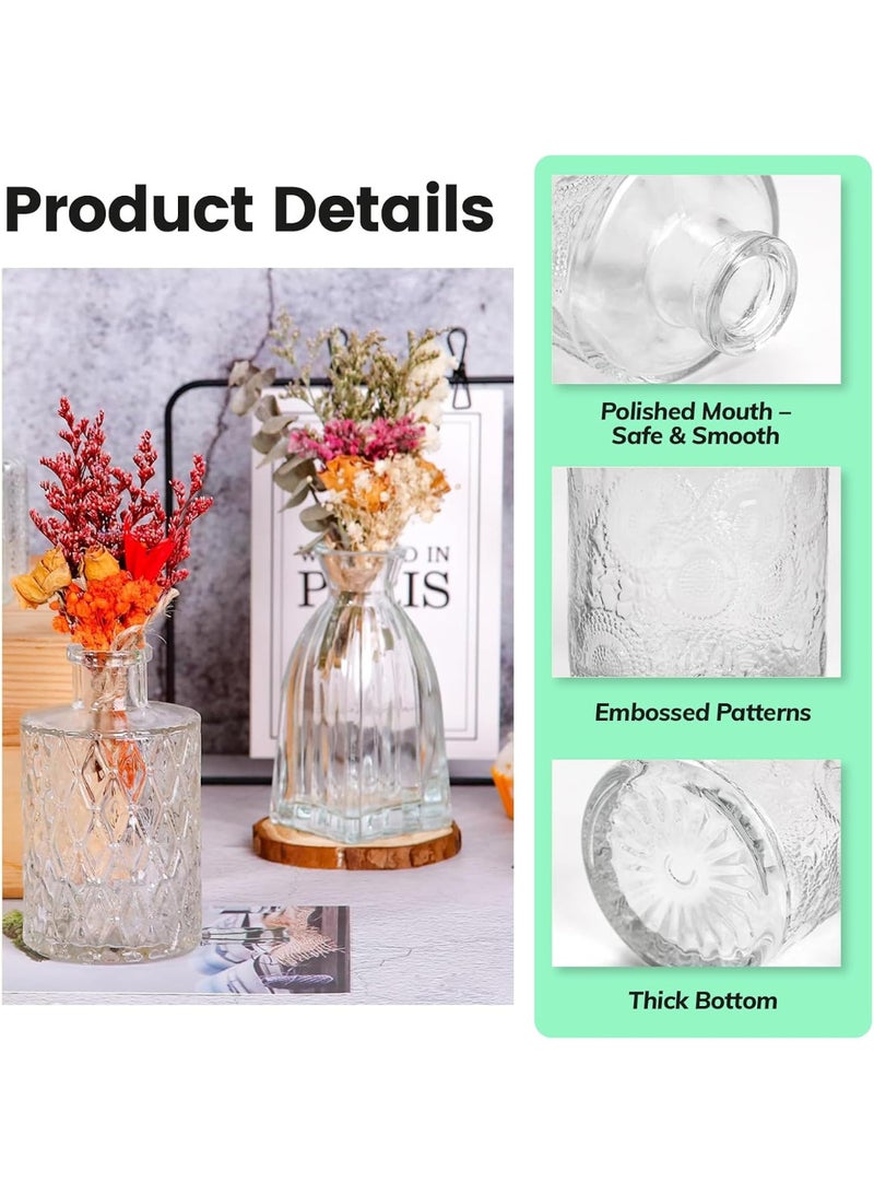 جُودِيَّة مجموعة 12 قطعة من مزهرية زجاجية صغيرة، فازه لتزيين المائدة والزهور، مزهريه شفافة للتركيبات المركزية، فازة صغيرة عتيقة للزفاف والمنزل، هدية مثالية للنساء - Image 4