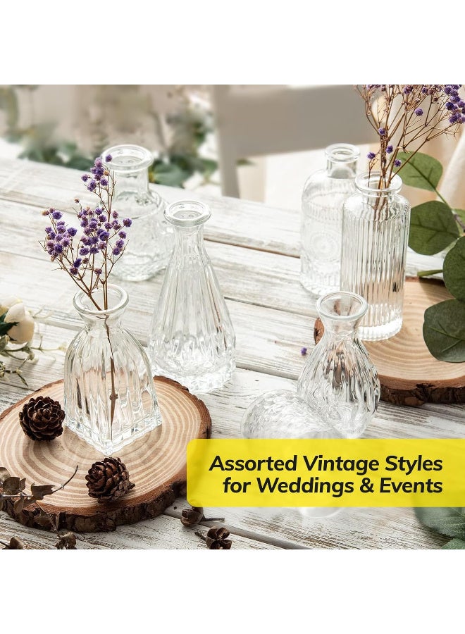 جُودِيَّة مجموعة 12 قطعة من مزهرية زجاجية صغيرة، فازه لتزيين المائدة والزهور، مزهريه شفافة للتركيبات المركزية، فازة صغيرة عتيقة للزفاف والمنزل، هدية مثالية للنساء - Image 5