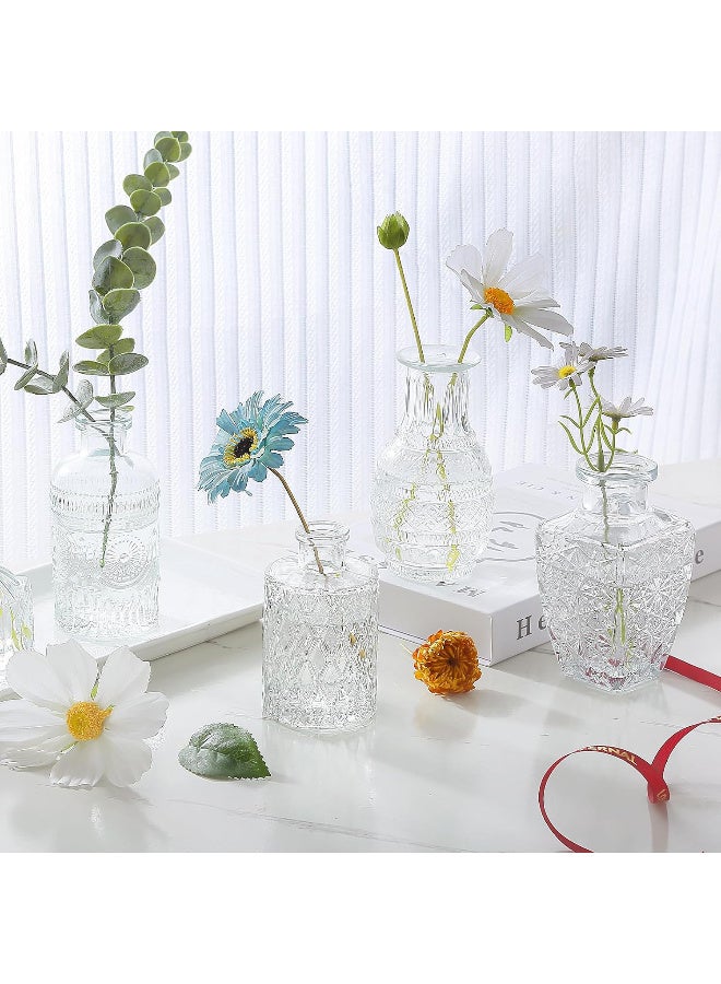 جُودِيَّة مجموعة 12 قطعة من مزهرية زجاجية صغيرة، فازه لتزيين المائدة والزهور، مزهريه شفافة للتركيبات المركزية، فازة صغيرة عتيقة للزفاف والمنزل، هدية مثالية للنساء - Image 2