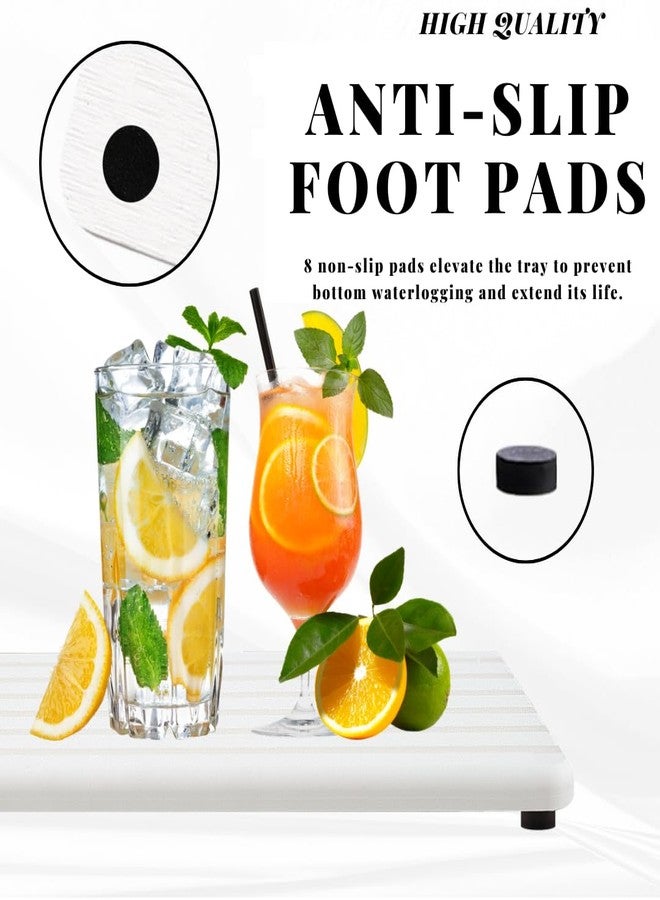 Ankzon 2PCS Fast-Drying Diatomite Sink Tray, Ultra-Absorbent Soap Holder for Bathroom Kitchen Countertop, Non-Slip Stone Coaster with Grooved Design & Anti-Slip Foot Pads, 8.3" x 4" x 0.4", White - Image 5