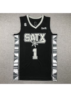 Spurs spurs embroidered basketball jersey vest wholesale 1# Wembanyama Wen Ban Yama 1 Black Declaration