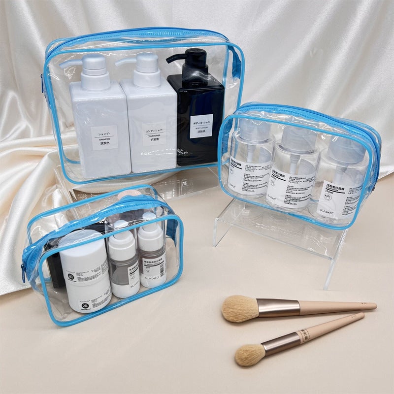 Foreign trade special large capacity PVC wash bag portable easy storage cosmetic bag transparent travel waterproof travel Blue