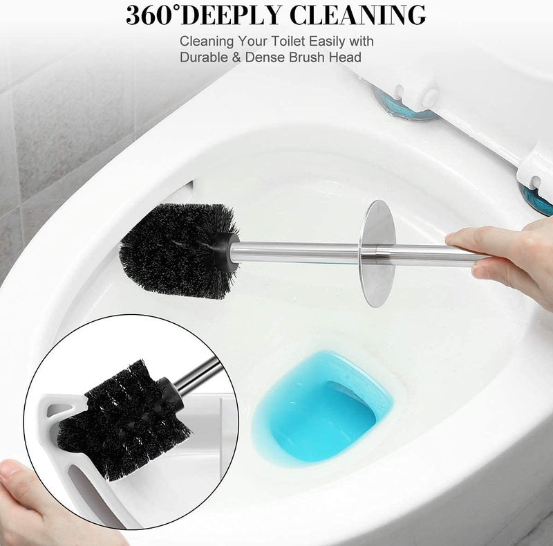 Wsedor Toilet Brush and Holder, 2 Pack Toilet Brush with 304 Stainless Steel Long Handle, Toilet Bowl Brush for Bathroom Toilet-Ergonomic, Elegant,Durable (Blue) - Image 2