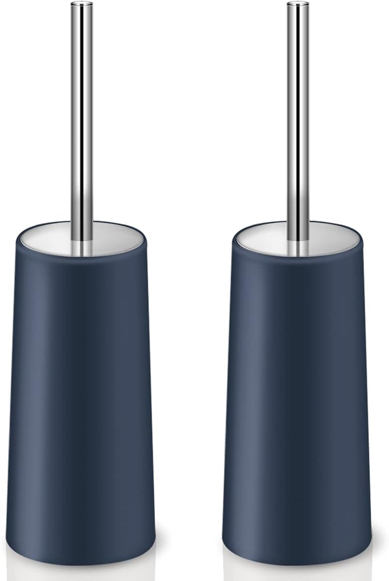 Wsedor Toilet Brush and Holder, 2 Pack Toilet Brush with 304 Stainless Steel Long Handle, Toilet Bowl Brush for Bathroom Toilet-Ergonomic, Elegant,Durable (Blue) - Image 1