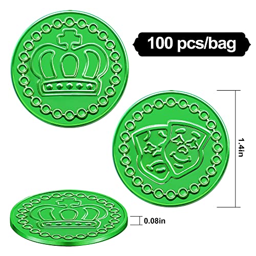 SpinLaLa 100 Count Mardi Gras Plastic Coins Assorted Purple Green Gold Coins for Mardi Gras Decorations Parade Party Favors Play Coins for Party Theme Props Decoration - Image 5