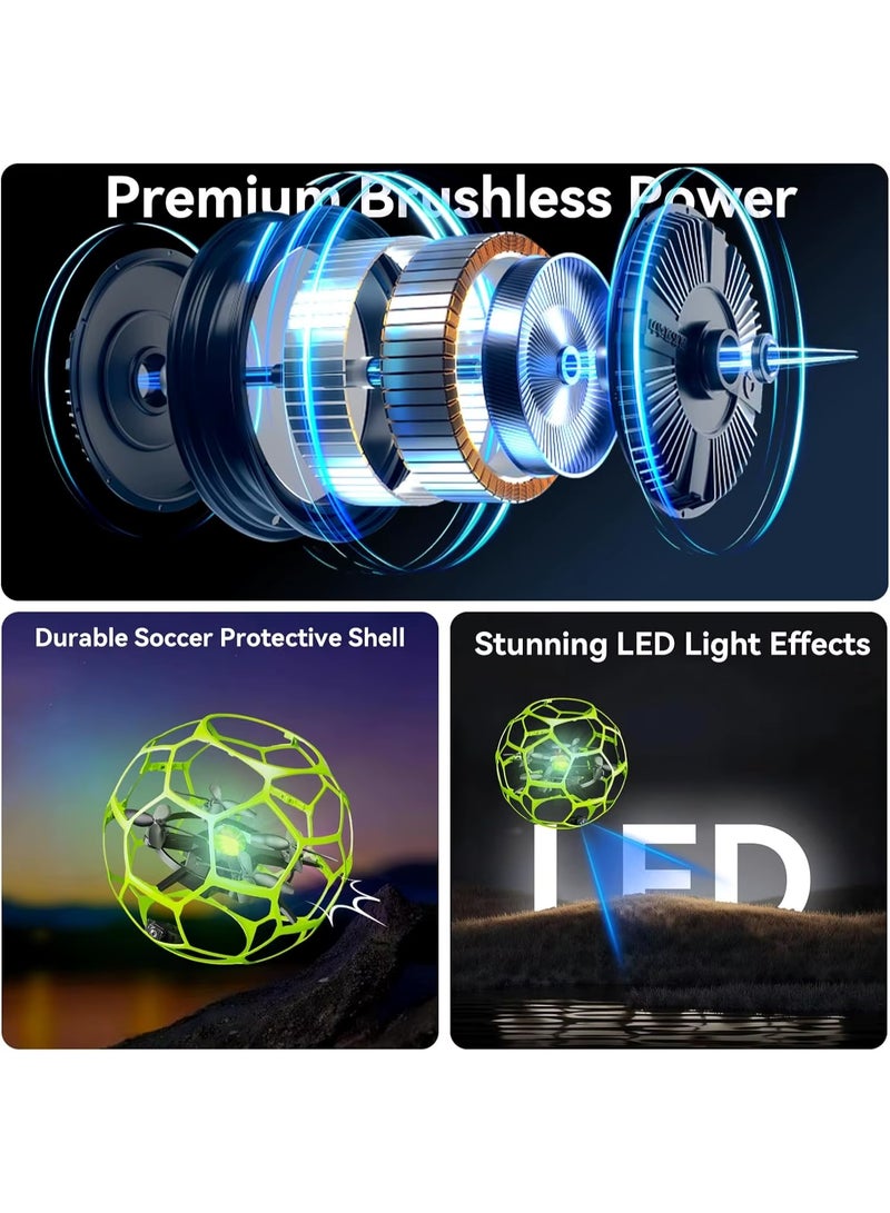 Flying Orb Ball Toy with LED Light Hand-Controlled Flying Orb for Ages 8 and Up, Green - Image 2