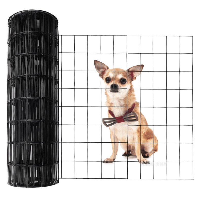 PVC Coated Welded Wire Fence 24 Inch x 50 Ft Black 2 X 3 16GA Coated Hardware Cloth Chicken Wire Fencing Metal Garden Plant Fencing Welded Wire Mesh Roll for Yard Vegetable Plant Protection