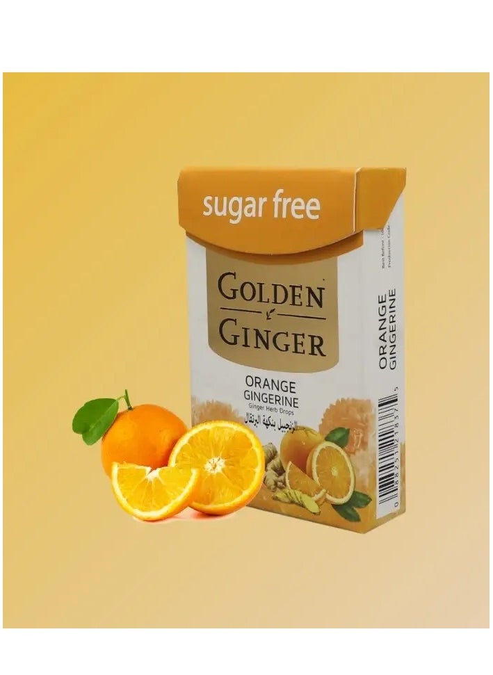 GOLDEN GINGER Orange Flavored Ginger Lozenges Sugar Free Soothing and Moisturizing Throat Lozenges - 45g  - Image 1