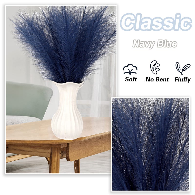Acfruits Navy Blue Pampas Grass Small, 30 Pcs 17" Faux Pampas Grass Short Decor, Pompas Grass Flower Arrangement and Vase Filler for Boho Home Wedding Decoration - Image 3