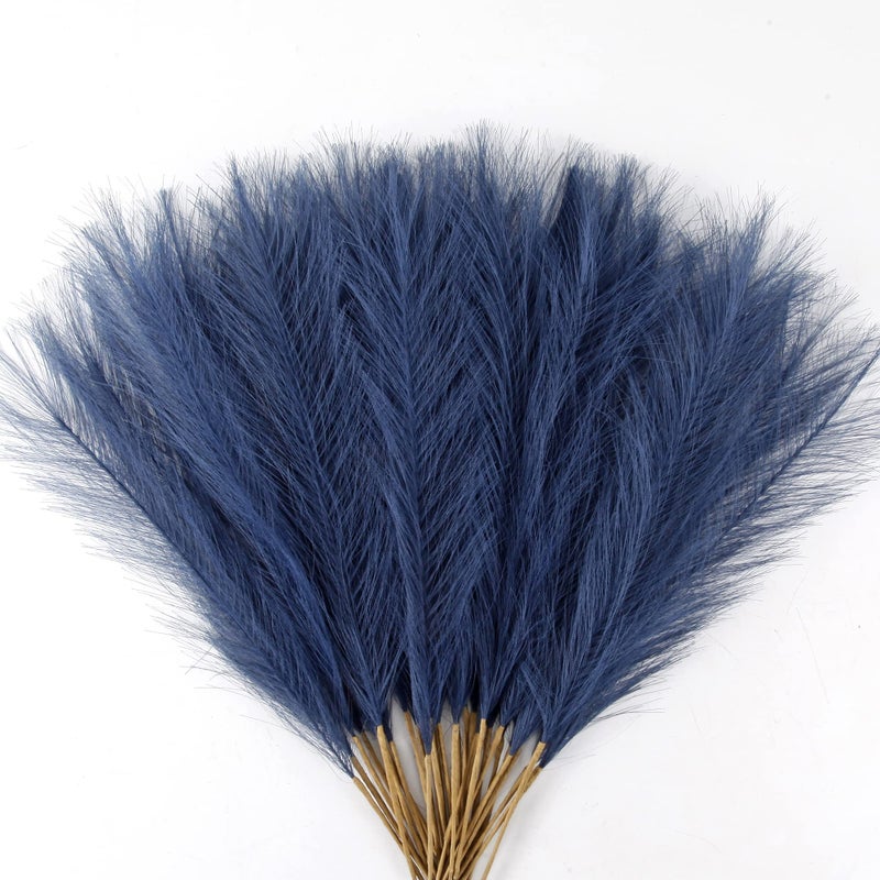 Acfruits Navy Blue Pampas Grass Small, 30 Pcs 17" Faux Pampas Grass Short Decor, Pompas Grass Flower Arrangement and Vase Filler for Boho Home Wedding Decoration - Image 1