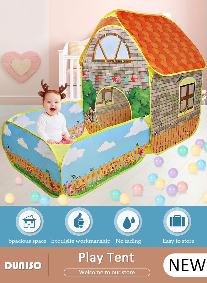 DUNISO Foldable Play Tent, 2 in 1 Play Tent for Kids, Combo Play Toy Tent with Ball Pit,Games Party Children Pop Up Foldable Tent Birthday Toy for Boys Girls Baby, Ideal Gift in Holiday & Birthday,Indoor-Outdoor Toys - Image 1