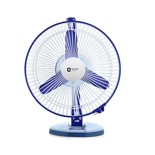 Orient Electric 230 MM Zippy Table cum Wall Fan | 2-in-1 Multi-purpose Fan | 2500 RPM High Speed | Adjustable Rocker for upward, downward movement | 2 year Warranty by Orient | White-Blue colour - Image 1