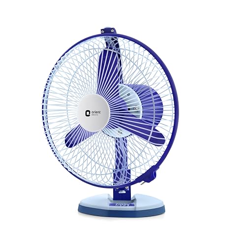 Orient Electric 230 MM Zippy Table cum Wall Fan | 2-in-1 Multi-purpose Fan | 2500 RPM High Speed | Adjustable Rocker for upward, downward movement | 2 year Warranty by Orient | White-Blue colour - Image 3