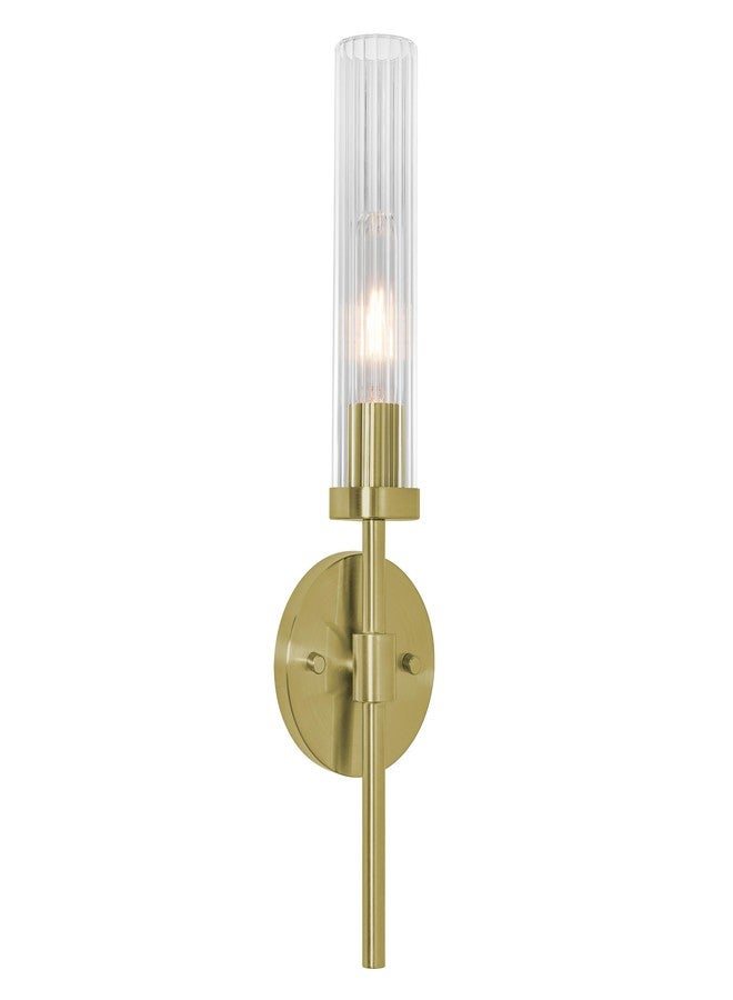 AFX Huntington 18'' Wall Sconce - Clear Ribbed Glass Shade - Light Antique Brass Finish - Image 1