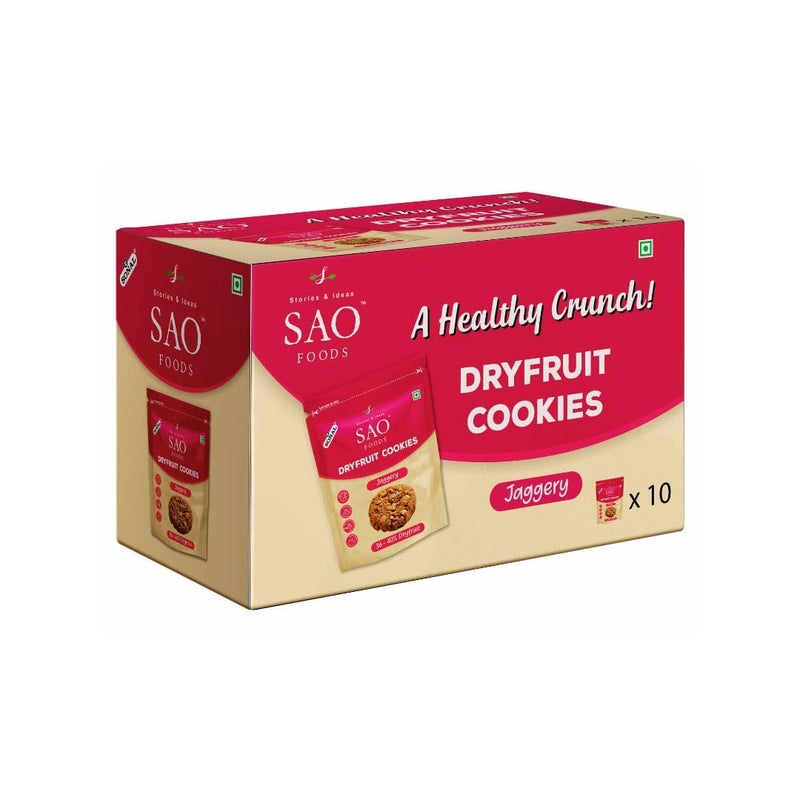 SAO Foods Dry Fruit Cookies with Jaggery - 10.6 oz | Pack of 10 Small Packs | Healthy Handmade Indian Cookies with 0% Sugar & Maida for Anytime Snacking - Image 4
