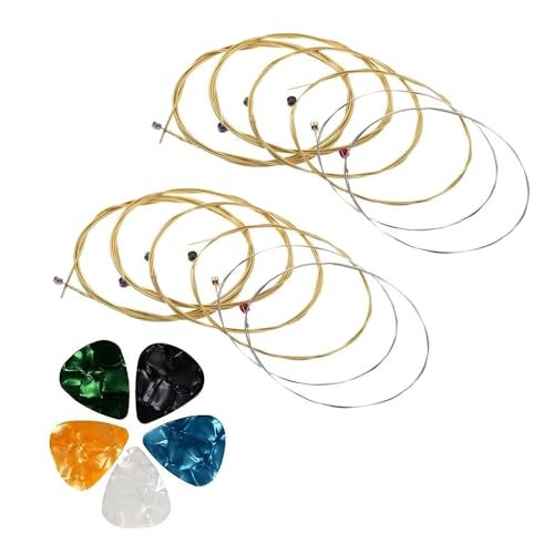 Imaginea® Guitar String Full Set Stainless Steel Guitar String Replacement of Strings for 6 String Acoustic Guitars with Hollow Ball End Guitar Accessories (Pack of 2) - Image 1