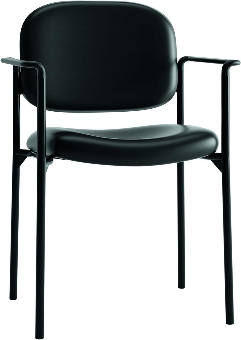 HON Scatter Guest Chair with Arms Leather Chair Lobby Chairs Stackable Chairs Black