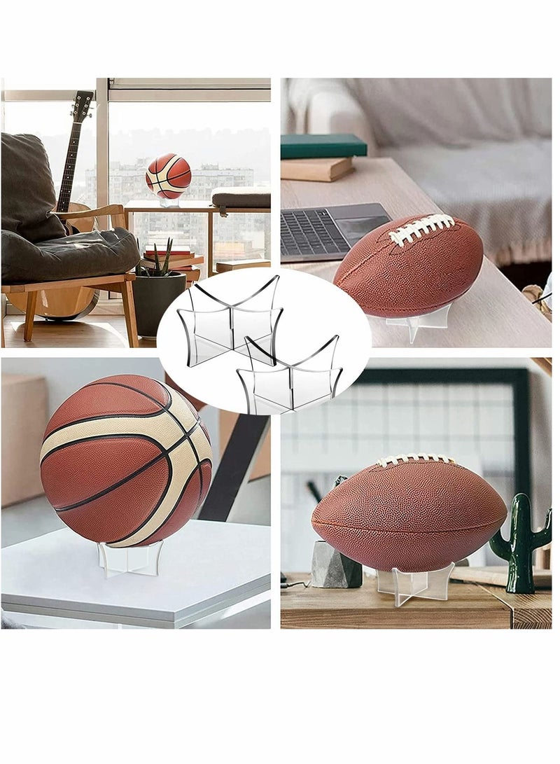 SYOSI 2 PCS Racks Football Display Stand, Acrylic Ball Display Stand Multi-function Ball Stand Holder Clear Basketball Stand for Soccer Football Basketball Volleyball Bowling Ball Holder for Display - Image 5