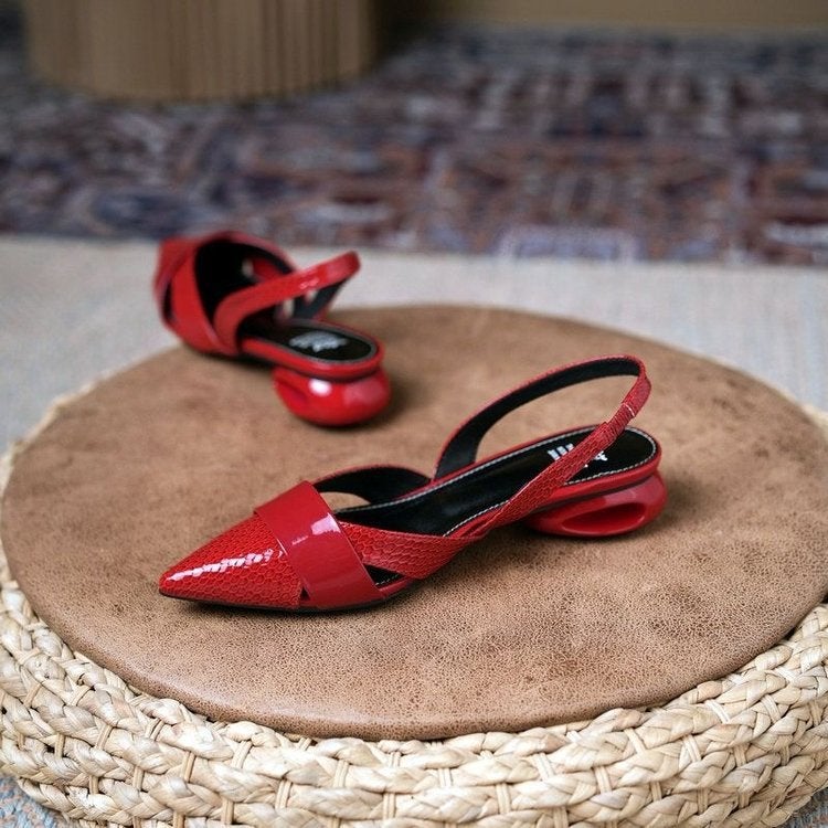 French Fashion Silver Toe Sandals Women'S 2024 Thick Heeled Shallow Point Toe Shoes With Skirt - Image 5