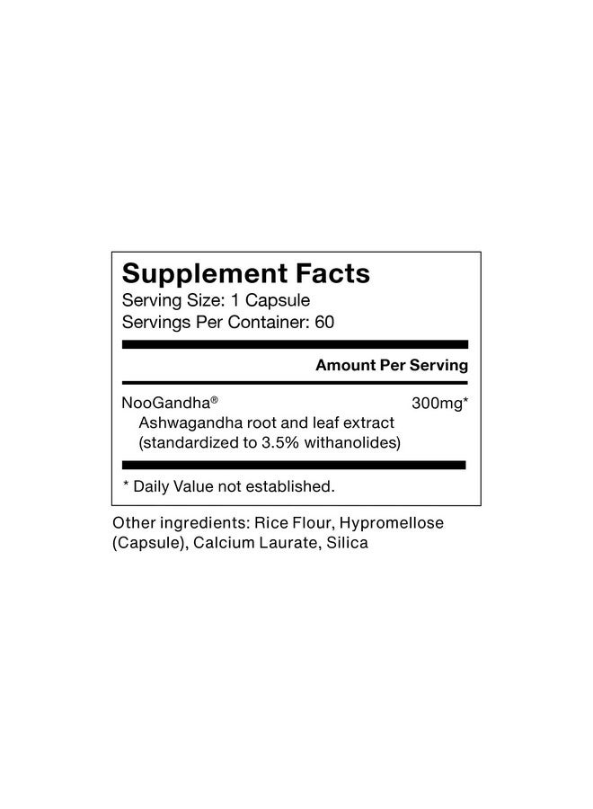 Momentous Ashwagandha Supplement - 300mg NooGandha Ashwagandha Extract - Cognitive Performance, Alertness & Focus Support - NSF Certified, Vegan, GMO-Free, Gluten Free, 60 Servings